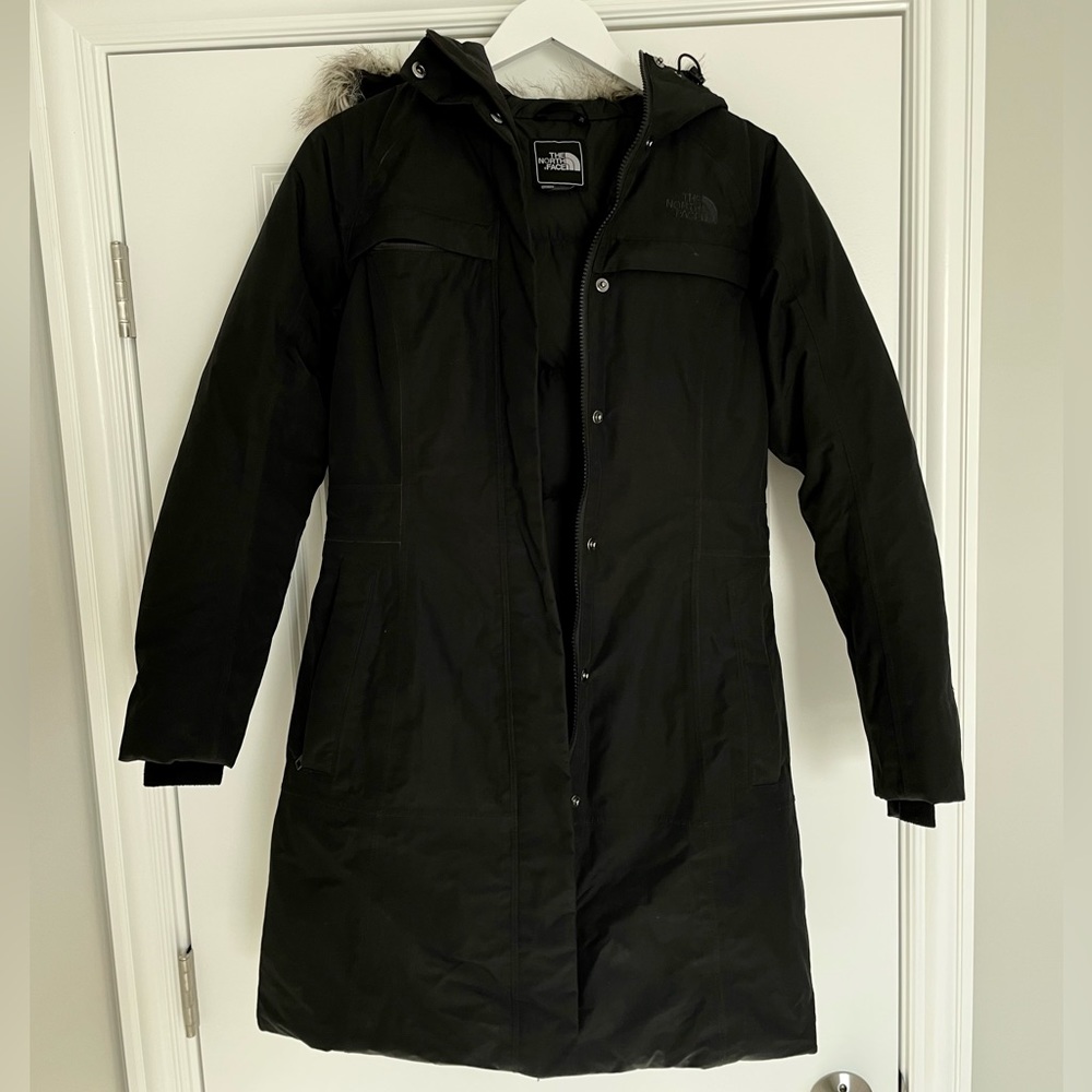 The North Face black parka with faux fur hood